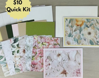 Floral Card Kit to Make, Card Making Supplies, Paper Craft Kit Gift for Women, Flower Note Cards Set of 6, Cardmaking Kit, DIY Greeting Card