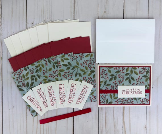 Merry Christmas Card Kit for Adults to DIY 6 Winterberries Holiday Cards: Easy Beginner Christmas Craft to Make Your Own Cards, Handmade Kit