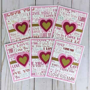 Valentines Card Pack, Valentines Day Card Handmade, Valentine Note Cards, I Love You Cards, Valentine Card Set, Blank Valentine Cards, Heart