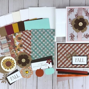 Kits para hacer tarjetas de otoño, kit para hacer tarjetas de otoño para adultos, kit para hacer tarjetas hechas a mano, manualidades fáciles, kit para hacer tus propias tarjetas, kit de manualidades de otoño para hacer tú mismo