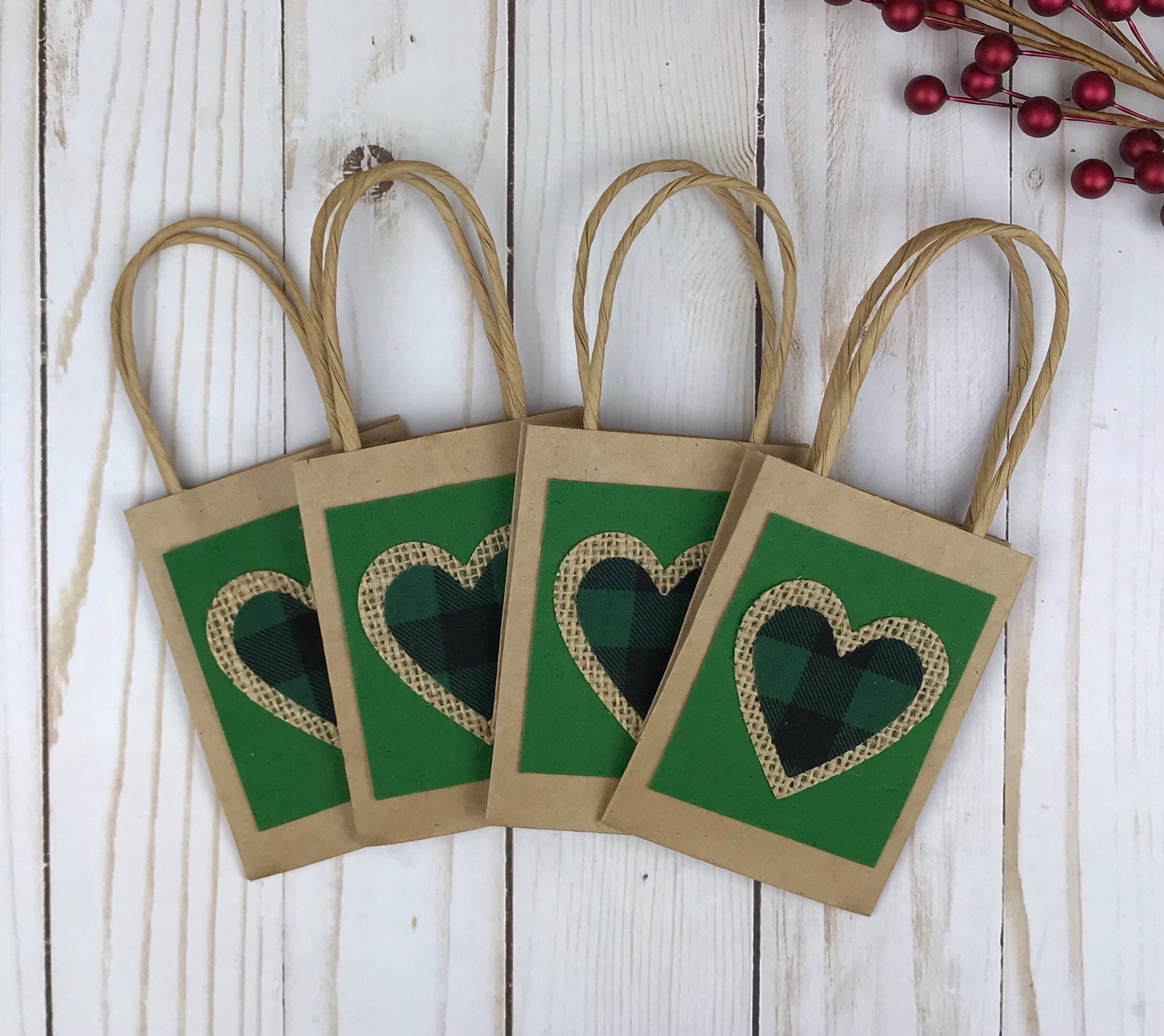 Buffalo Plaid Gift Bag Mini Christmas Gift Bags Set Etsy