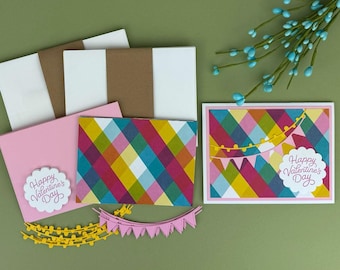 DIY Valentine Card Kit to Make Your Own Cards, Valentine Card Making Kit with Set of 6 Valentines, Valentine Craft Kit for Kids and Adults