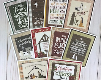 Religious Christmas Cards Pack, Christmas Carols Cards, Nativity Cards, Christmas Note Cards, Assorted Christmas Cards, Jesus Christmas Card