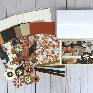 Kit para hacer tarjetas de otoño, kit para hacer tarjetas de otoño para adultos, kits para hacer tus propias tarjetas, materiales para hacer tarjetas florales de otoño, kit de manualidades fácil de hacer tú mismo