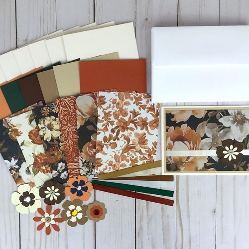 Fall Card Kit, Autumn Card Making Kit for Adults, Card Kits to Make Your Own Cards, Fall Floral Card Making Supplies, Easy DIY Craft Kit
