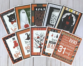 Halloween Cards Set, Halloween Cards for Kids, Happy Halloween Cards, Halloween Stationery, Blank Note Cards Set, Variety Pack Cards, Autumn