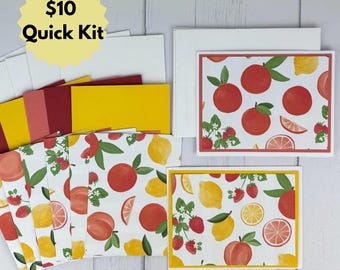 Basic Summer Citrus Fruit Card Making Kit for Adults to DIY 6 Handmade Greeting Cards, Card Making Supplies to Make Your Own Cards Easy