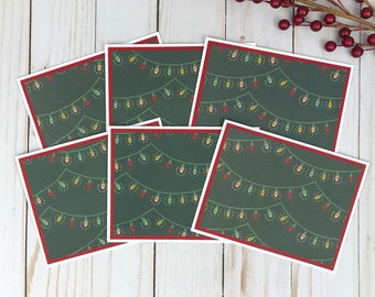 Christmas Note Cards Set, Christmas Lights Card, Holiday Card Pack, Christmas Cards Pack, Christmas Stationery, Christmas Greeting Cards