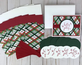 Christmas Card Making Kit for Adults, Holly Jolly Card Kit, Christmas Card Kit, Handmade Card Kits, Easy DIY Crafts, Holiday Craft Kit Plaid