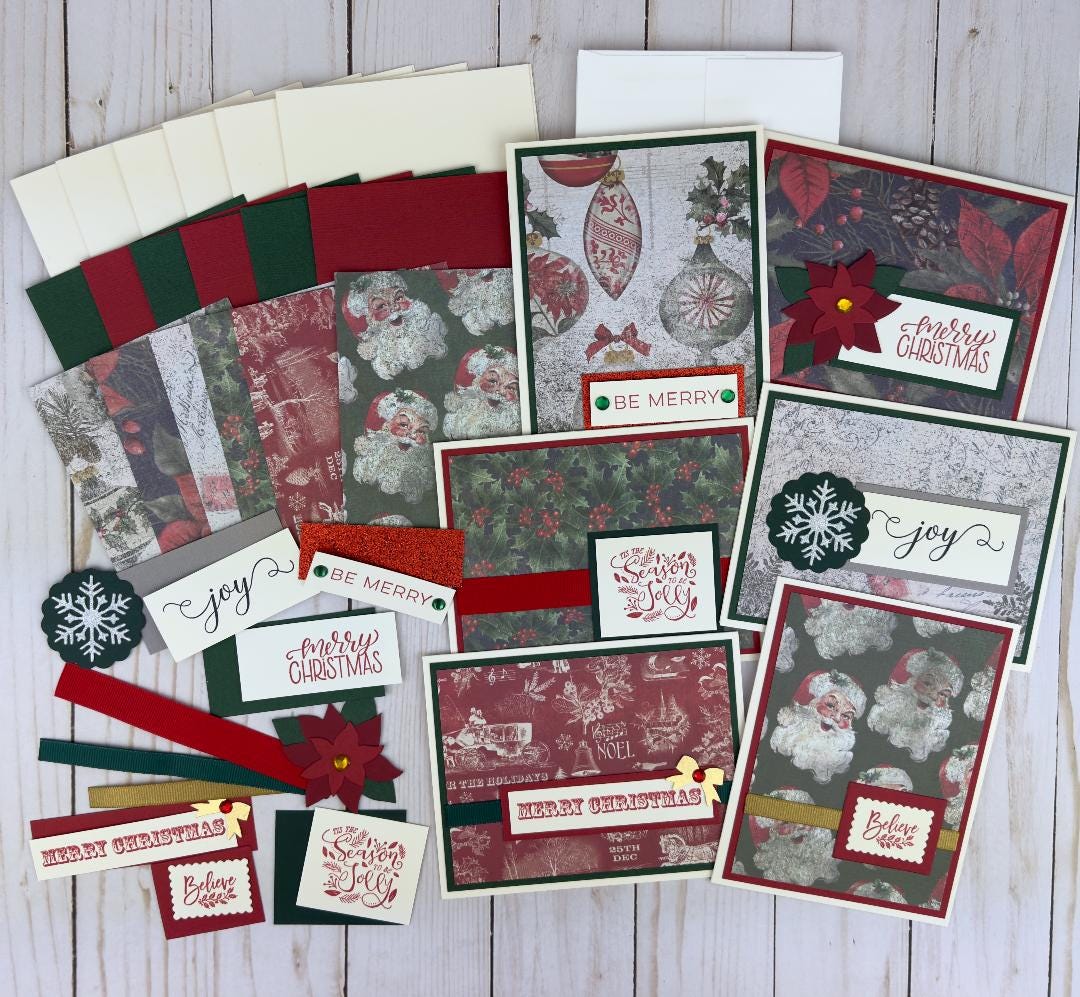 Christmas Card Kit to Make, Holiday Card Making Kit for Adults, Cardmaking Kit, Card Making Supplies, Christmas Craft Kit, Handmade Card Kit