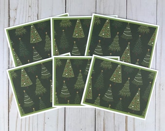 Christmas Tree Cards Set, Christmas Note Cards, Blank Christmas Cards, Holiday Card Pack, Christmas Stationery, Christmas Thank You Notes