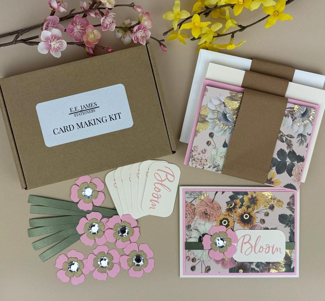Spring Card Making Kit for Adults to DIY 6 Floral Greeting Cards, Card ...