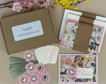 Spring Card Making Kit for Adults to DIY 6 Floral Greeting Cards, Card Making Supplies Easy DIY Beginner Craft Kit for Make Your Own Cards