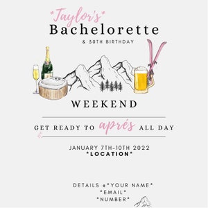 Bachelorette Party Invitation - Apres / mountain theme