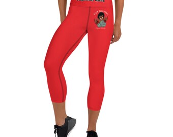 Let's Talk Money (Red) Yoga Capri Leggings with Pocket