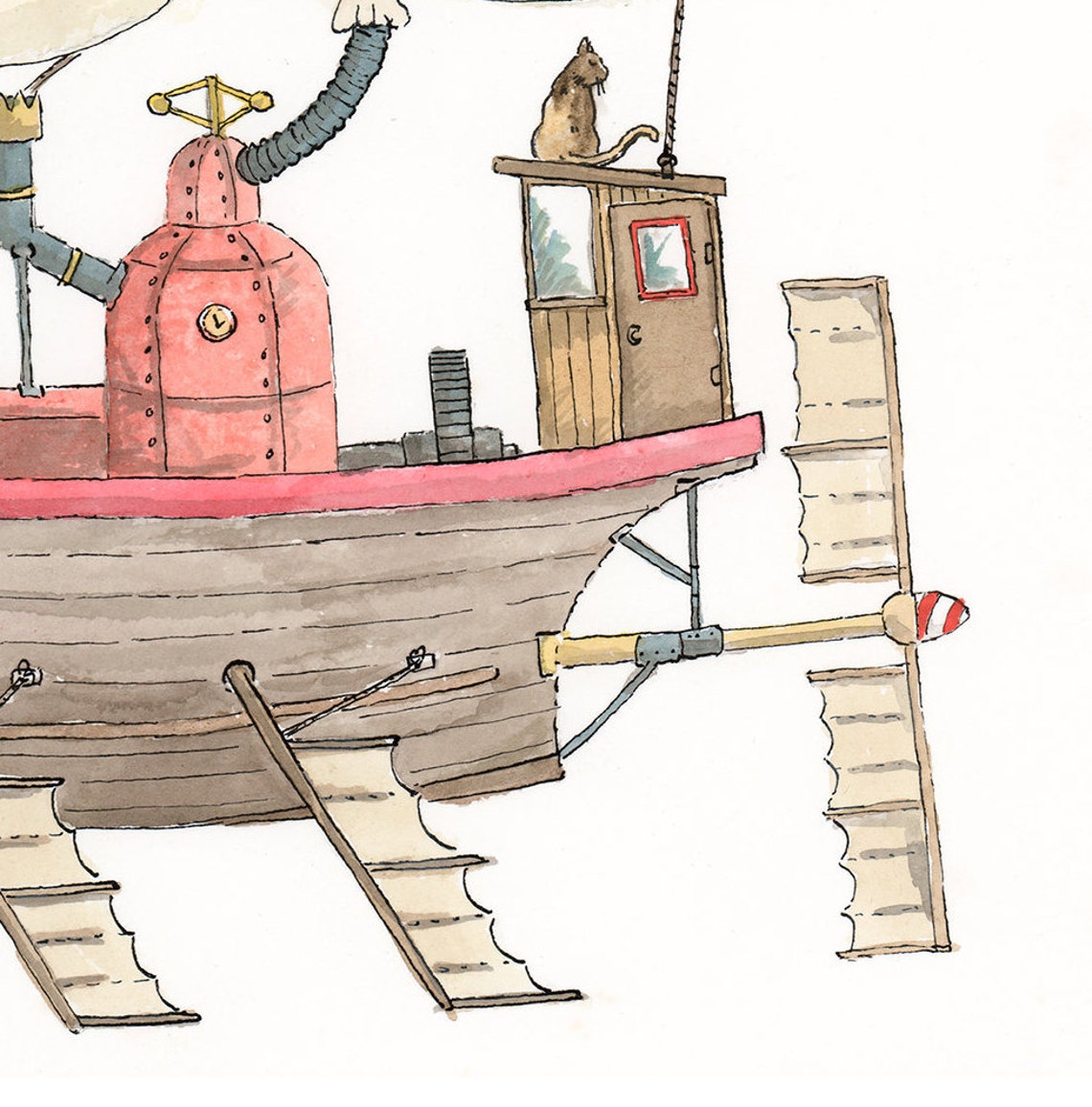Steam Punk Pirate Ship Watercolour Giclee A4 Impresión | Etsy