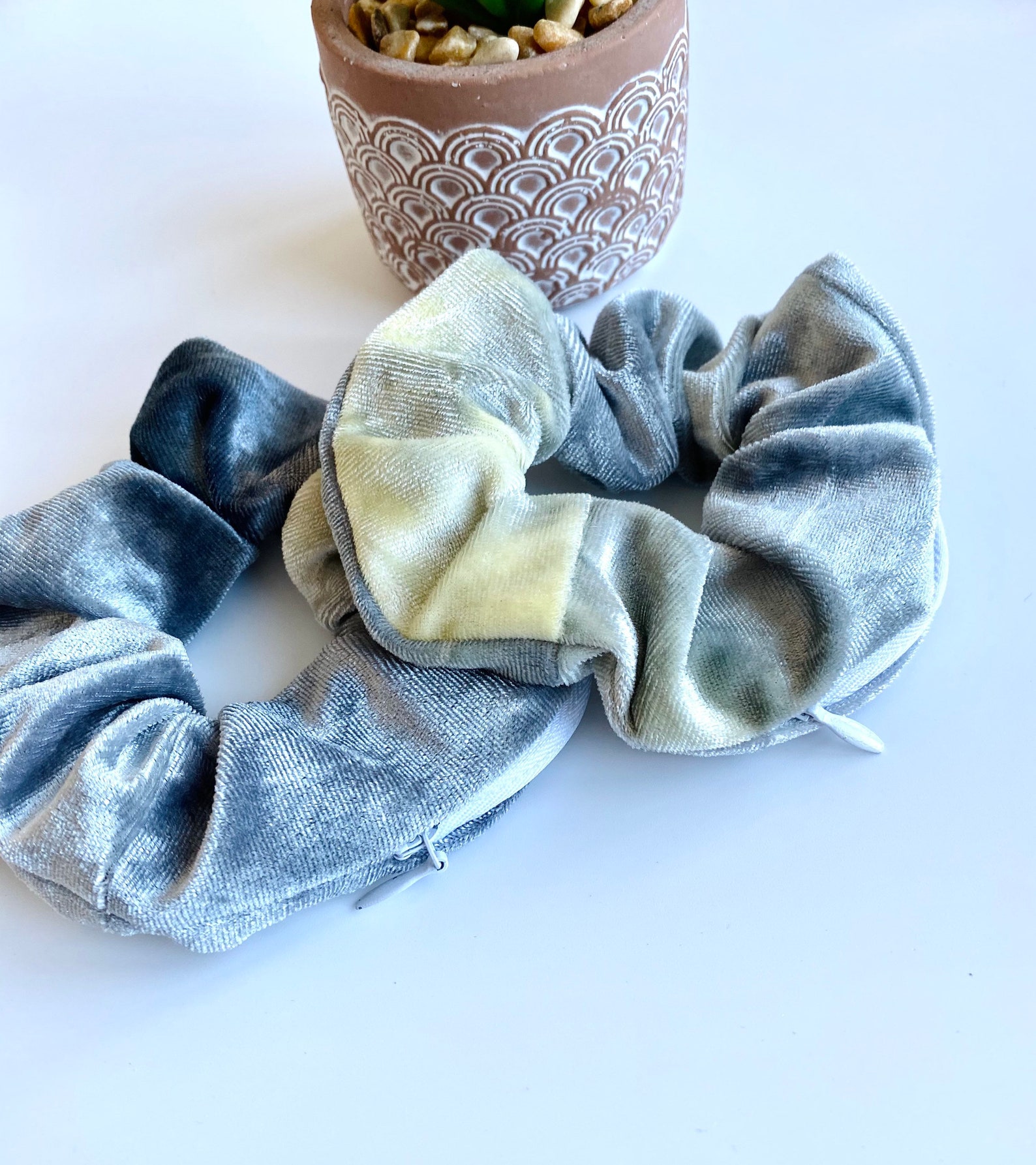 Hidden Stash Velvet Tie Dye Zip Scrunchie Zipper Scrunchie Etsy