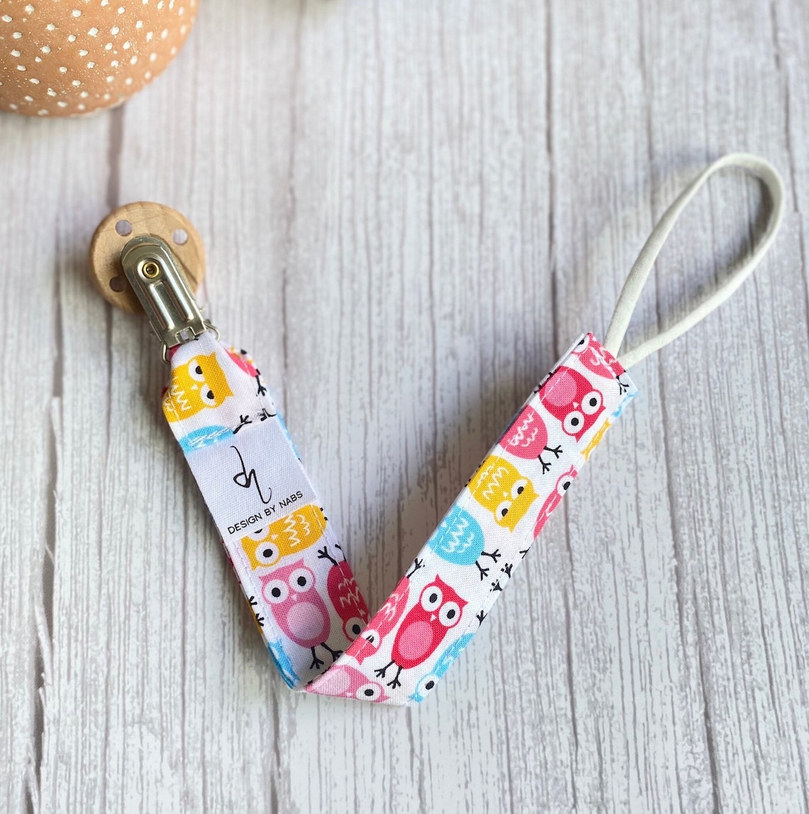 Owl Print Baby Dummy Fabric Clip Colourful Dummy Holder Etsy