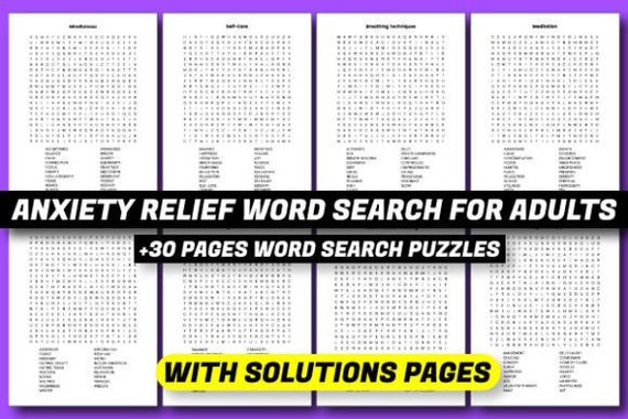 30+ Word Search Printable Puzzle Instant Download, Printable Puzzle Pages for Kids and Adults, Includes Solutions, Digital Printable
