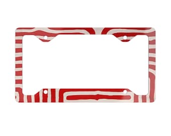 Red Stripes Metal License Plate Frame | Print Car Accessory
