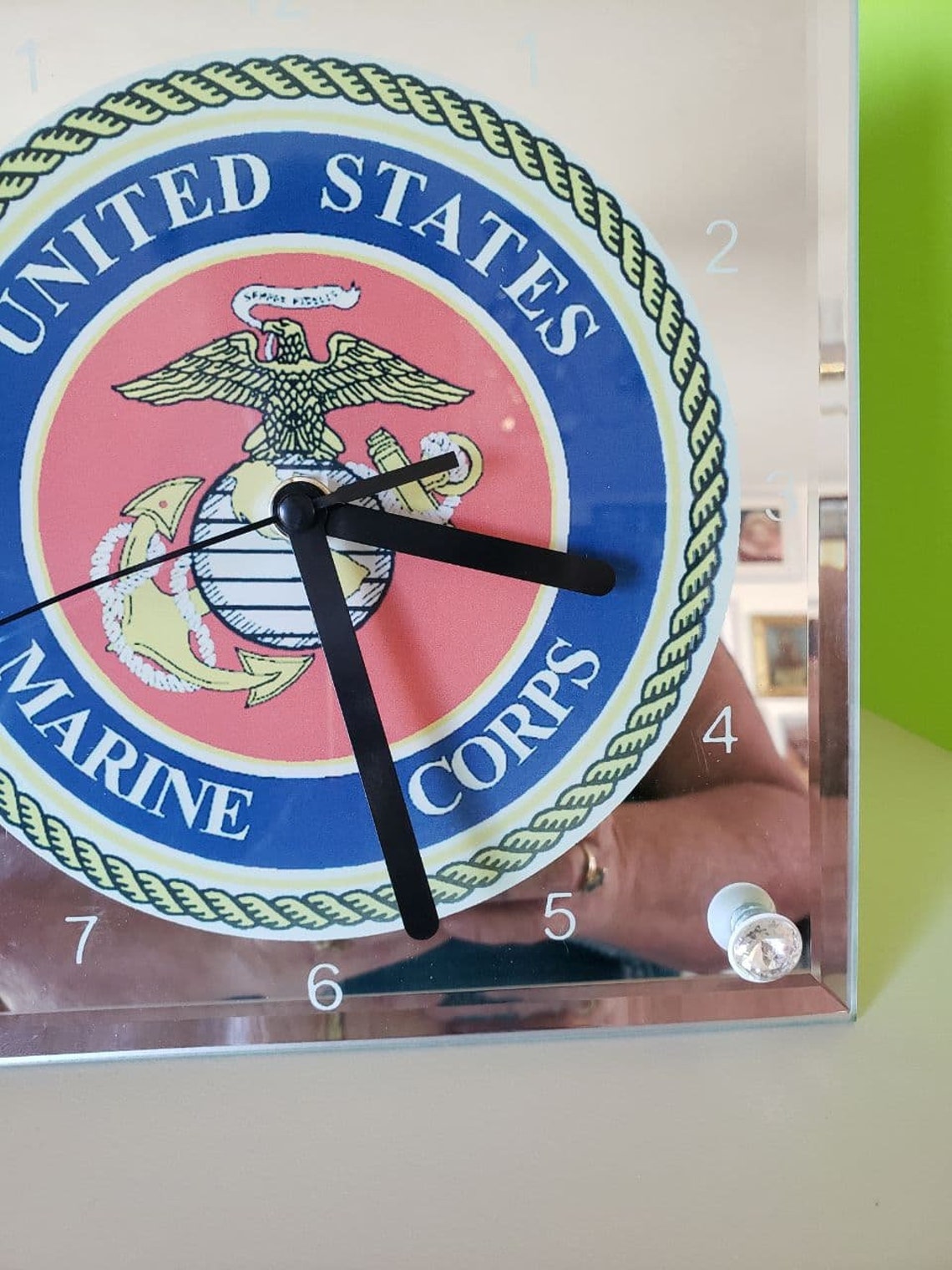 Marine Corps Clock Glass Clock Military Clock Battery Etsy