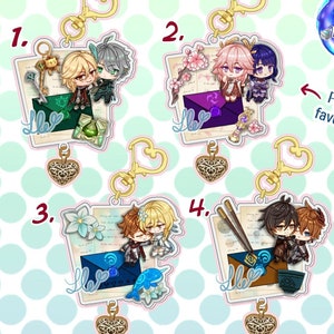 Cartas de amor - Charms acrílicos 3D de Genshin Impact