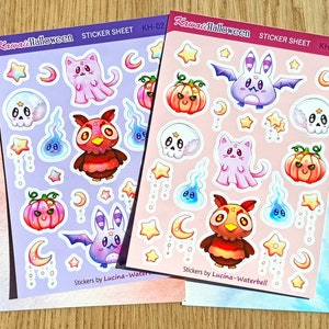 Feuille d'autocollants Kawaii Halloween - 2 versions