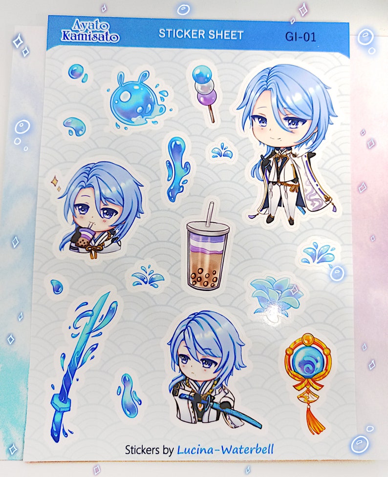 Stickersheet Ayato Kamisato, Genshin Impact - Etsy
