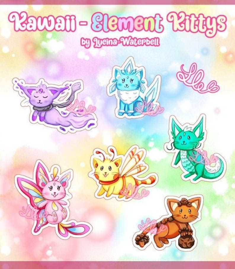 Kitty Element Stickerset: Elemental Kittys Set 2 - Etsy