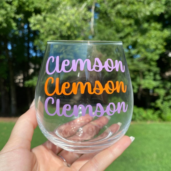 Plastic Clemson Wine Glass