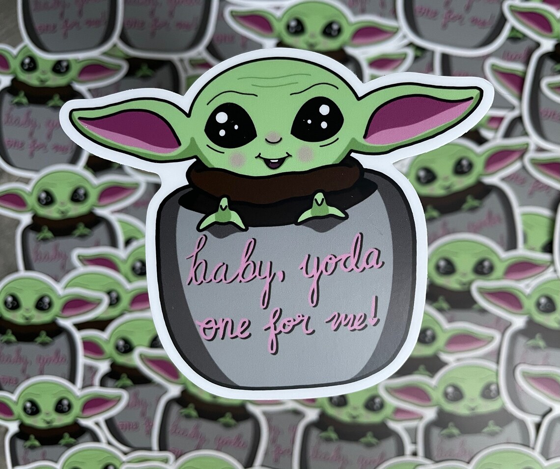 Baby Yoda One for Me Vinyl Sticker Laptop Sticker Baby Etsy