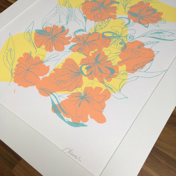 Floral Screen Print Etsy