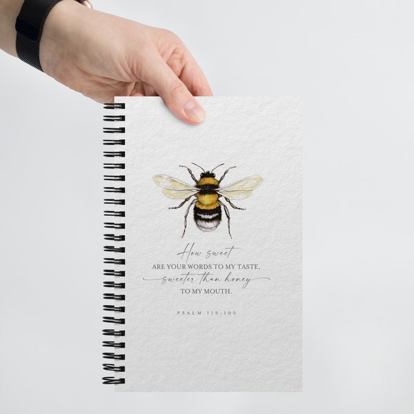 Bee Bible Verse Journal ~ Psalm 119 ~ Spiral notebook ~ watercolor art