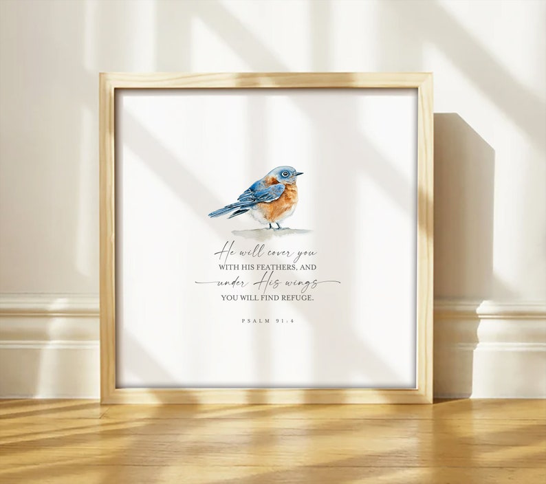 Bluebird Hand Painted Watercolor Digital Printable Bible Quote ~ Psalm ...