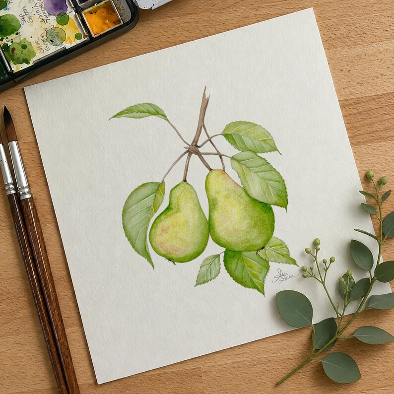 Set of Six Watercolor Prints | Signed Fine Art Prints on Textured Watercolor Paper | Botanical Fruit Art | Farmhouse Kitchen Wall Decor image 14