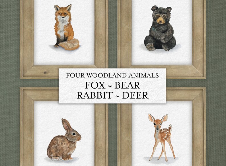 Woodland Animals Nursery Decor Printable Watercolor Art Etsy
