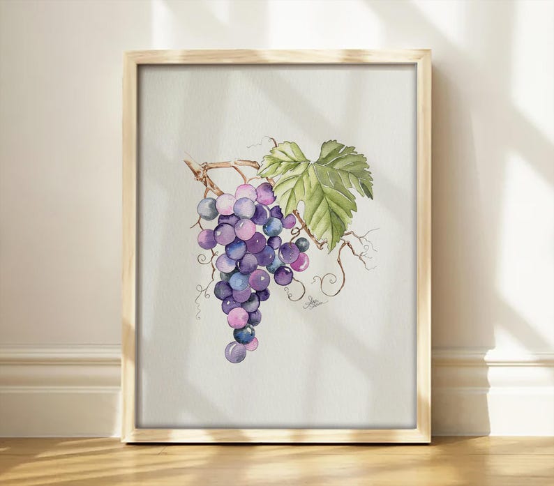 Set of Six Watercolor Prints | Signed Fine Art Prints on Textured Watercolor Paper | Botanical Fruit Art | Farmhouse Kitchen Wall Decor image 3