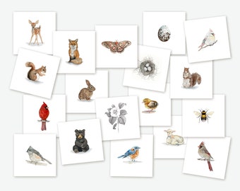 TINY mini art prints ~ tiny miniature watercolor ~ tiny painting ~ cute little gifts ~ mini art print ~ tiny print ~ 2" x 2"