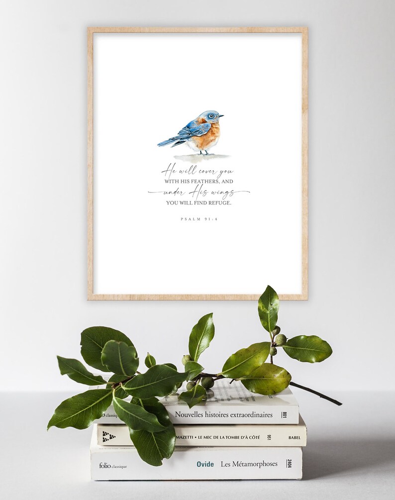 Bluebird With Scripture Bluebird Hand Painted Watercolor Digital Printable Bible Quote ~ Psalm ...