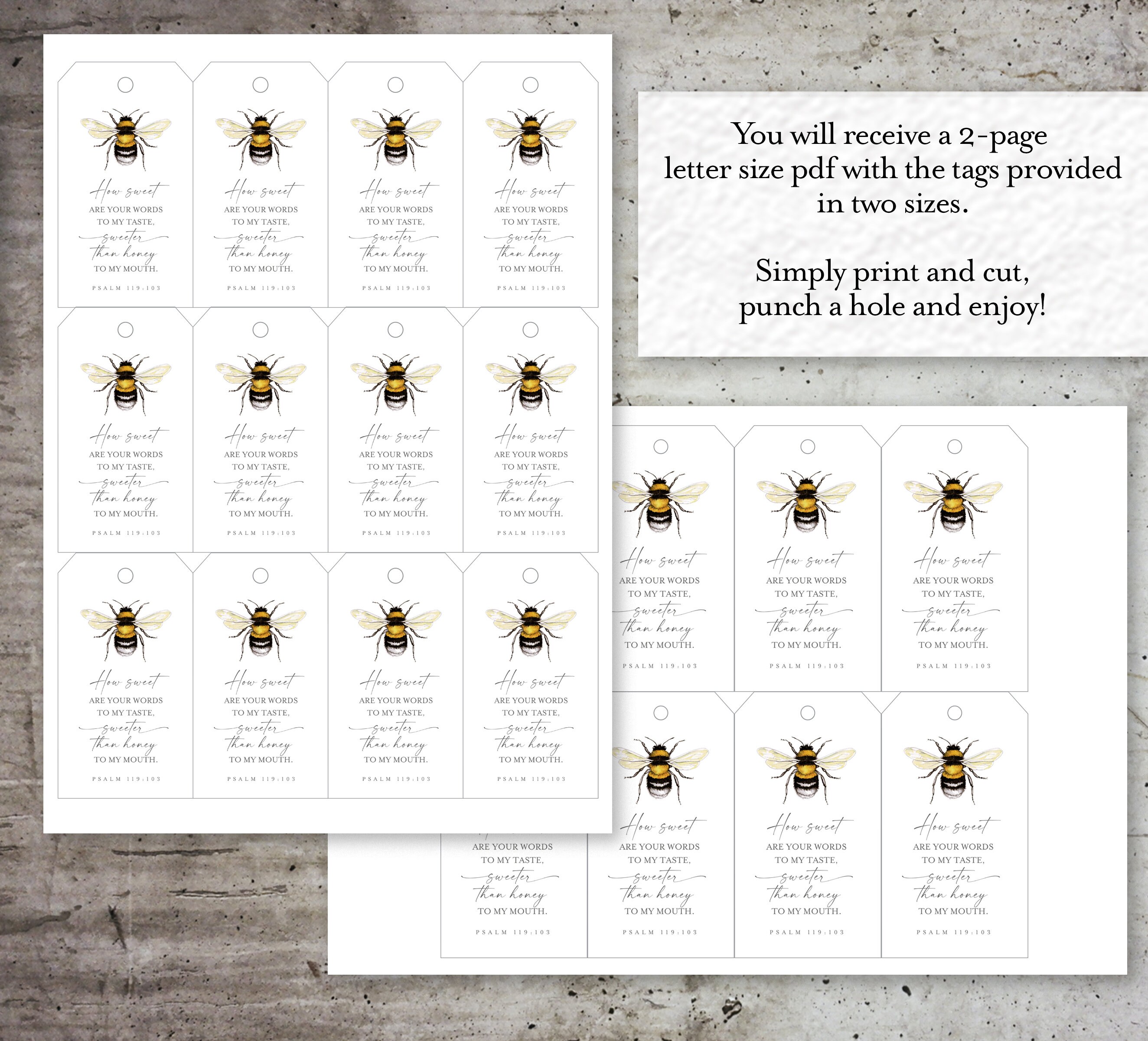 Printable GIFT TAGS ~ Honey Bee ~ Bible Verse ~ Watercolor Art ~ Any ...