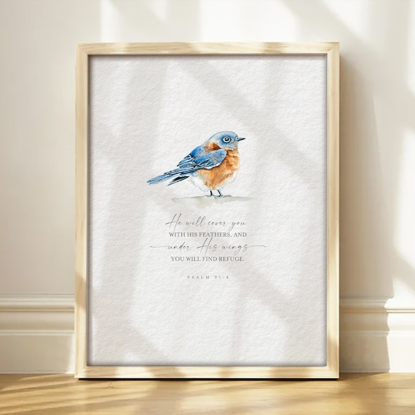 Bluebird With Scripture Bible Quote Art - Etsy