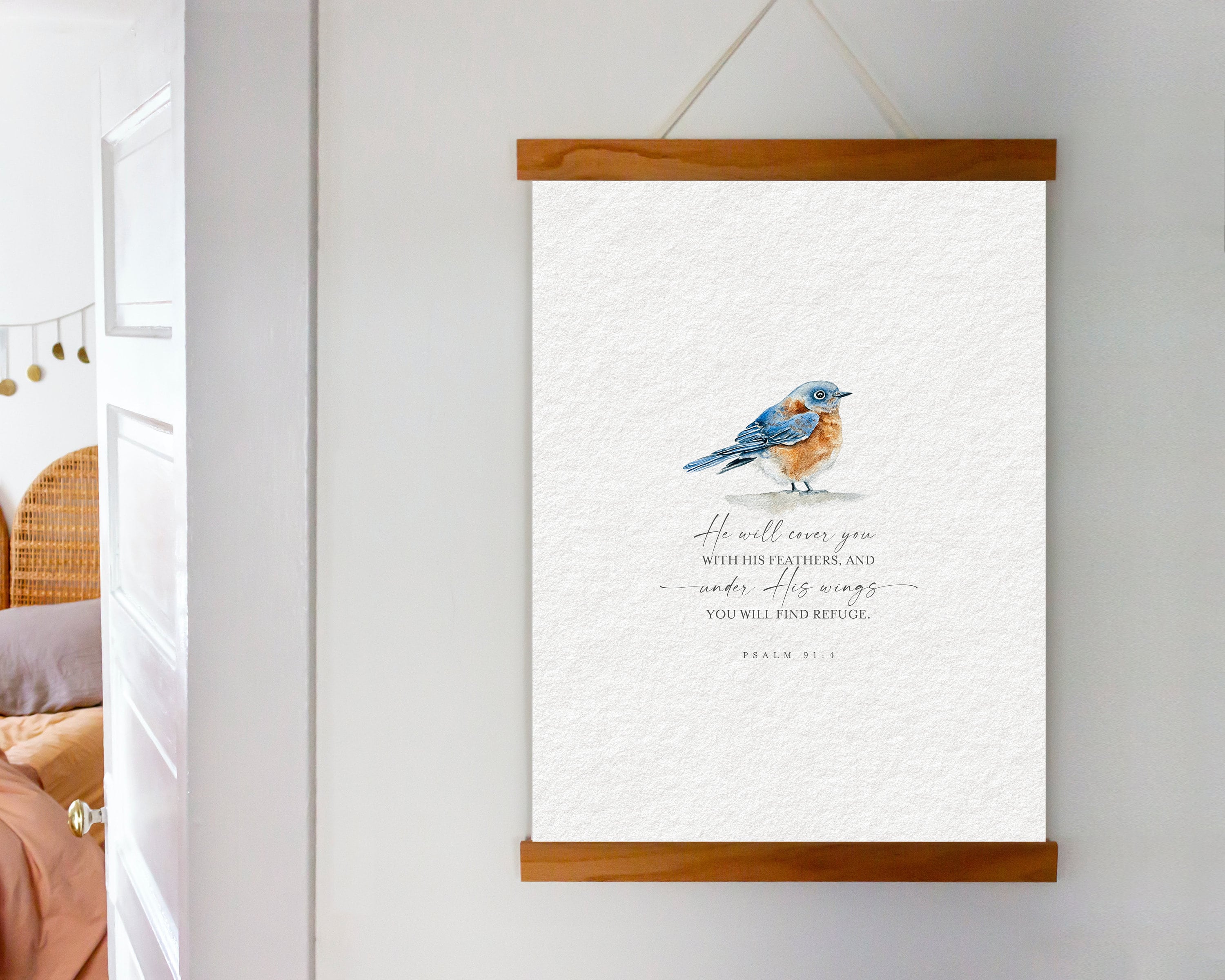 Bluebird With Scripture Bluebird Hand Painted Watercolor Digital Printable Bible Quote ~ Psalm ...
