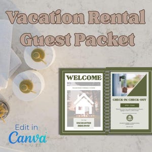 Minimalist Forest Airbnb Guest Welcome Packet | Editable Canva Template | Vacation Rental Guidebook  Instant Download