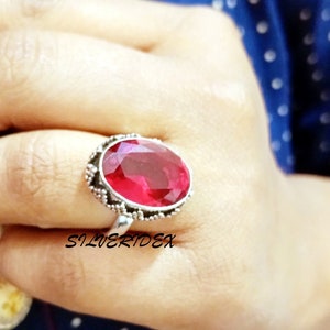 Garnet Ring, 925 Sterling Silver, Gemstone Ring, Promised Ring, Boho Ring, Designer Ring, Popular Ring, Handmade Ring, Women Ring, Gift Item