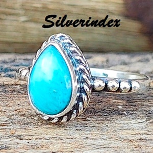 Larimar Ring, 925 Silver Sterling Ring, Beautiful Ring, Midi Ring For Girls, Pear Shape Ring, Gift Ring, Handmade Ring, Women Ring.