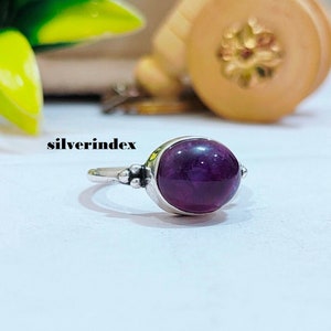 Solid 925 Sterling Silver Amethyst Gemstone  Ring,  Minimalist Ring, Handmade Ring, Women Ring, Bohemian Ring, Promise Ring, Gift For Her,