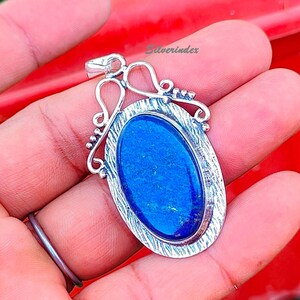 Blue Lapis Lazuli Pendant, Handmade Silver Pendant, Gift For Her, 925 Sterling Silver Pendant, Silver Jewelry, Lapis Lazuli Jewelry Gift