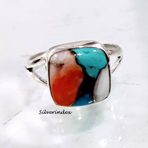 Sterling Silver Oyster Copper Turquoise Ring - Beautiful Oyster Ring - Handmade Ring -Promise  Ring - Oyster Shell Turquoise  -Gift For Her