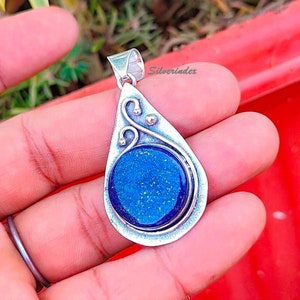 Lapis Lazuli Pendant, Silver Pendant, Handmade Pendant, 925 Sterling Silver Pendant, Silver Jewelry, Lapis Lazuli Jewelry, Gemstone Pendant