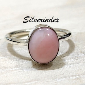 Pink Opal Silver Ring For Women, Handmade Wedding Jewelry, Oval Pink Opal Ring, Pink Gemstone Gift Ring, Everyday Ring,  Engagement Ring